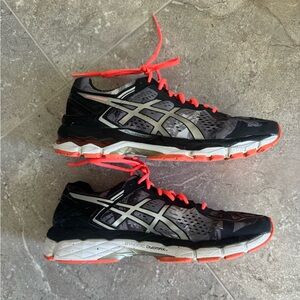 ASICS Women’s Black and Coral Pink Athletic Shoes Sneakers